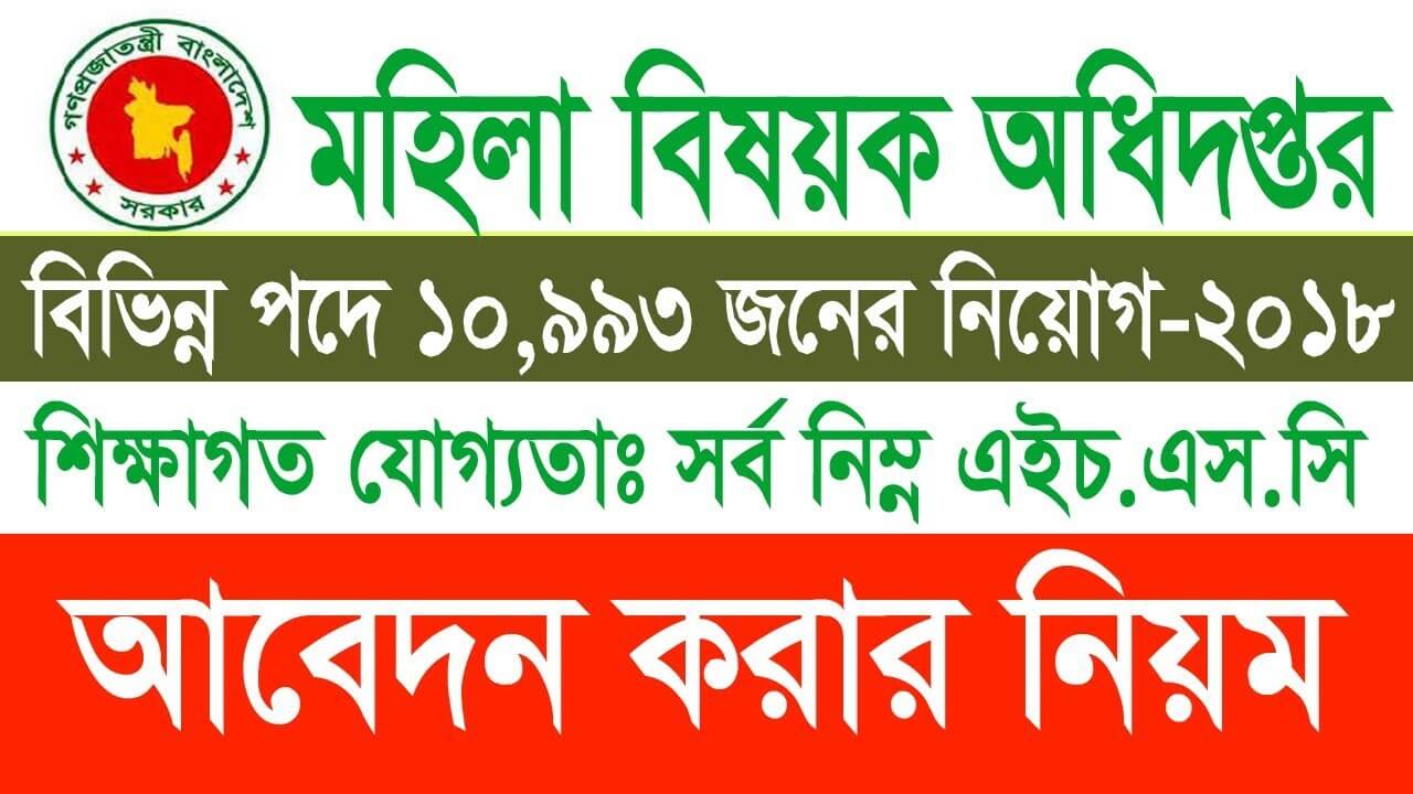 মহিলাবিষয়ক অধিদপ্তর প্রকল্পে ১০৯৯৩ নিয়োগ